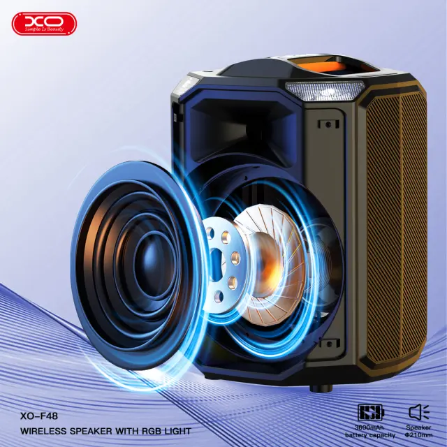 XO F48 Διπλό Bluetooth Ηχείο 40W 8" RGB (με Τηλεχειριστήριο) 16.004.0050 3
