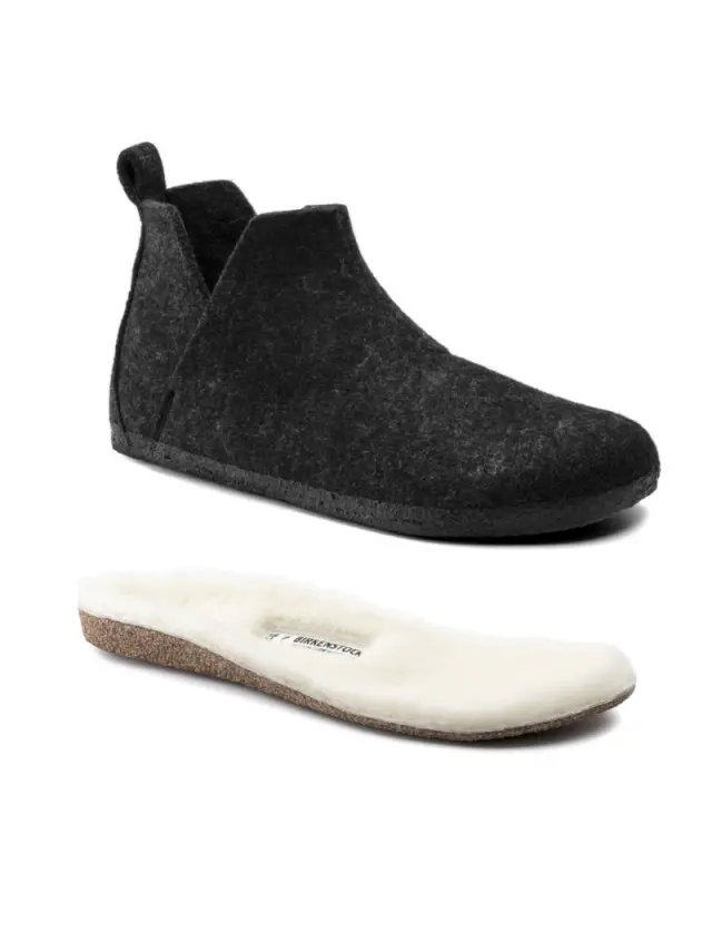 Birkenstock Παντόφλες Unisex τσόχα Γκρί BIR/ANDERMATT SHEARLING 1017887 ANTHRAC 2