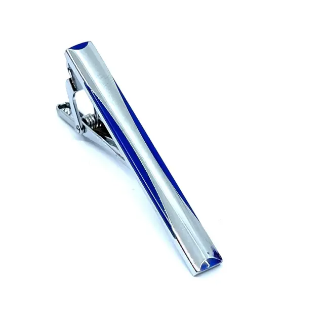 Ασημί Μπλε Κλιπ Γραβάτας 5,5 cm με Σμάλτο – LGTC/5.5-46