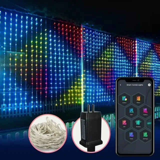 Χριστουγεννιάτικα φώτα LED με App ελέγχου - Κουρτίνα - IC - 1m*1m - RGB - 272335 2