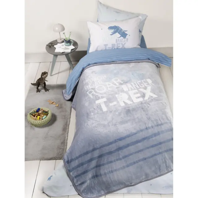 Κουβέρτα 160x220 Μονή Βελουτέ Nima Roar Blue 100% Πολυέστερ