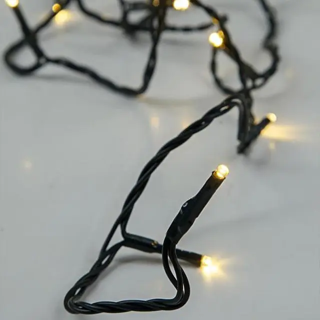 20 LED Με 8 Προγράμματα Προέκταση 50cm Χρονοδιακόπτη Πράσινο Καλώδιο Θερμό Λευκό Φως Μπαταρίας IP44