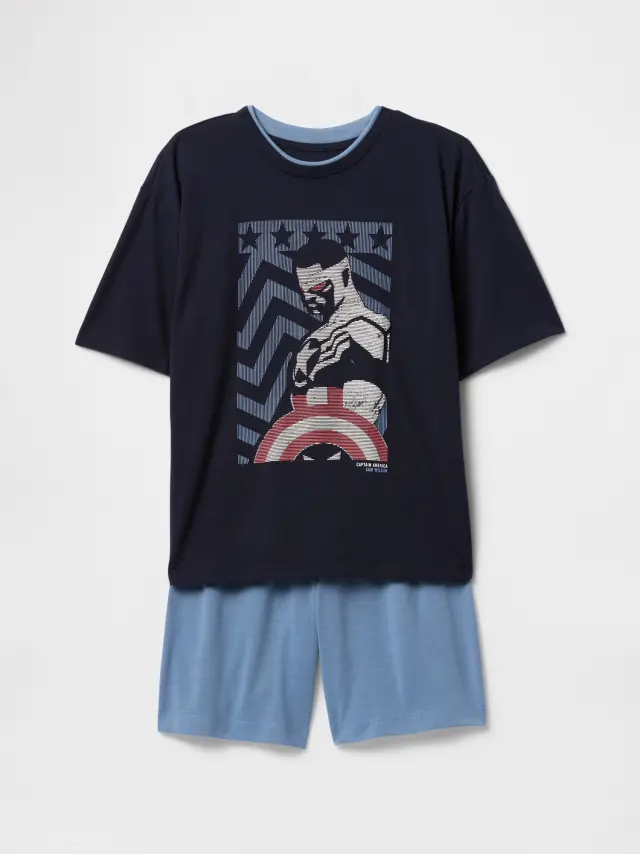 Παιδική Marvel Captain America Ανακυκλωμένη Πυτζάμα Σορτς Σετ Captain america