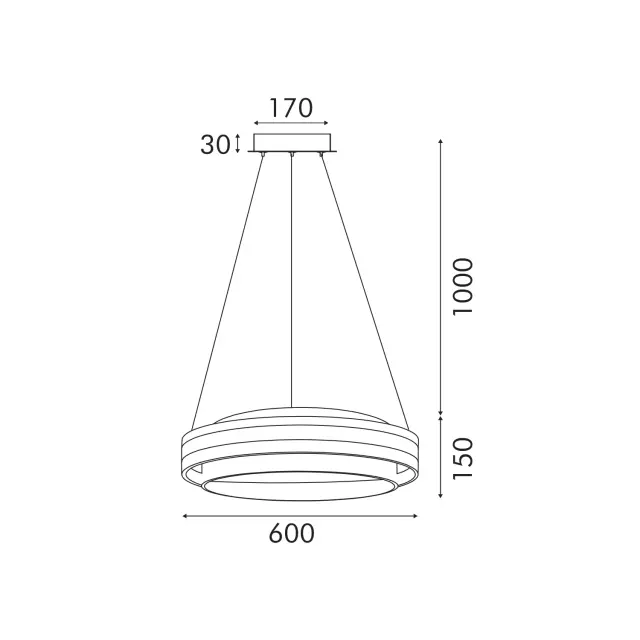 ΚΡΕΜΑΣΤΟ ΦΩΤΙΣΤΙΚΟ ACA HM251446 ΧΡΥΣΟ LED 48W 2700K-3000K-4000K IP20 D60XH120CM / HM251446 2