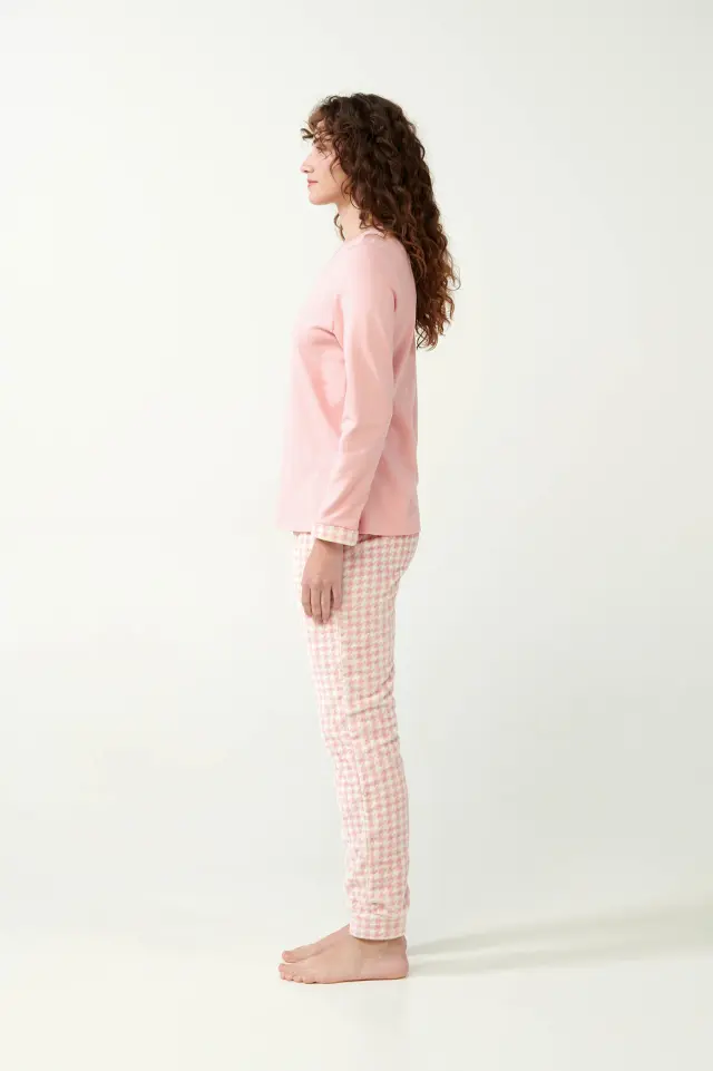 Vamp Γυναικεία Νεανική Πιτζάμα Με Fleece Παντελόνι Pink Peach - S 3
