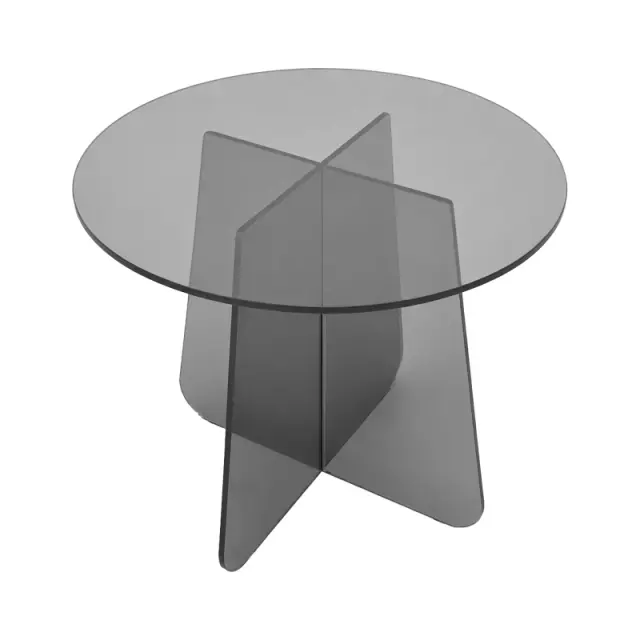 Τραπέζι βοηθητικό Cleary pakoworld tempered 8mm γυαλί ανθρακί Φ50x45εκ 3
