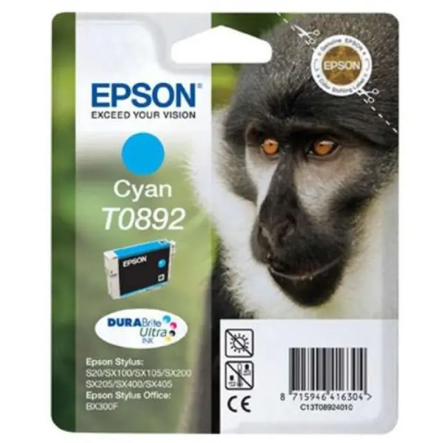 Epson T0892 Γνήσιο Μελάνι Εκτυπωτή InkJet Κυανό (C13T08924011)