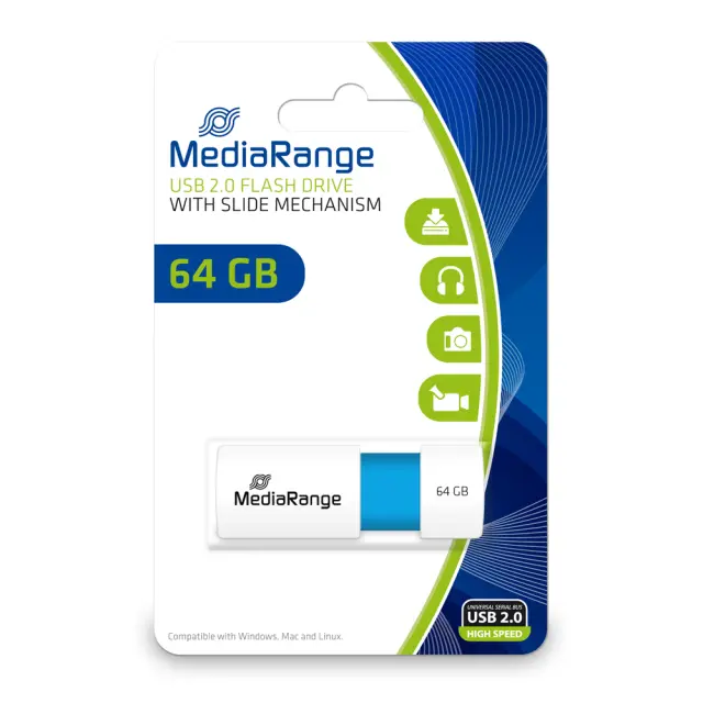 MediaRange USB 2.0 flash drive, color edition, light blue, 64GB (MR974) MR SSD & USB FLASH DRIVES & MEMORY CARDS 3
