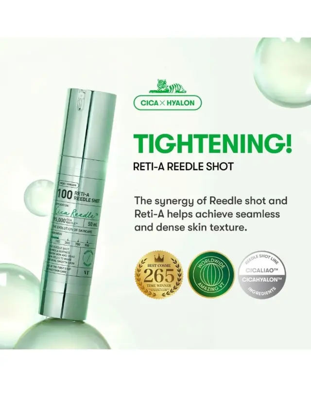 VT Cosmetics Reti-A Reedle Shot 100 Ορός Προσώπου για Βελτίωση της Υφής και των Λεπτών Γραμμών, 50ml 2