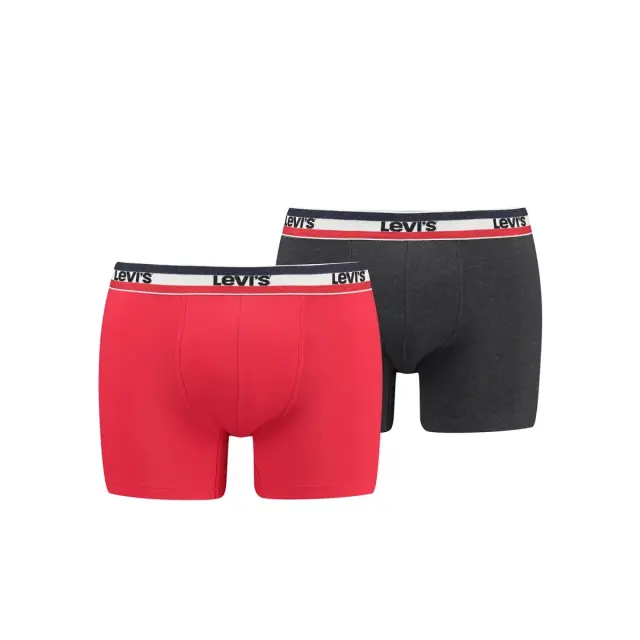 Levi's Ανδρικό Boxer Sportswear Logo Organic Cotton - Διπλό Πακέτο, Χρώμα Κόκκινο-Μαύρο - S