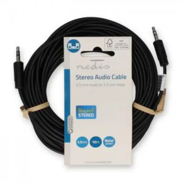 Καλώδιο ήχου 3,5mm αρσ. Stereo - 3,5mm αρσ. Stereo, 10m σε μαύρο χρώμα. 3