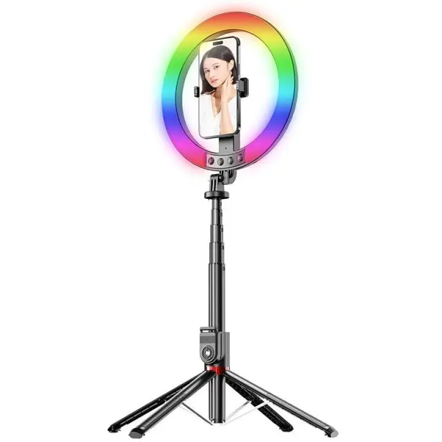 Φωτιστικό Selfie LED Ring Lamp Blavec Aura P-50 με Τρίποδο & Τηλεχειριστήριο για Κινητά Μαύρο N71632
