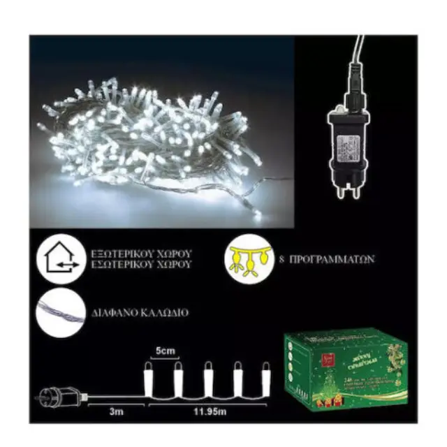 240 Λαμπάκια LED 15μ. Ψυχρό Λευκό σε Σειρά 1τμχ 1132592 93-2572 3
