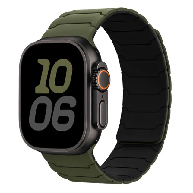 Watchband Hoco WA39 Flex Series 44/45/46/49mm Silicon Strap για Apple Watch series 1/2/3/4/5/6/7/8/9/se/ultra1/ultra2 Χακί με Μαύρο