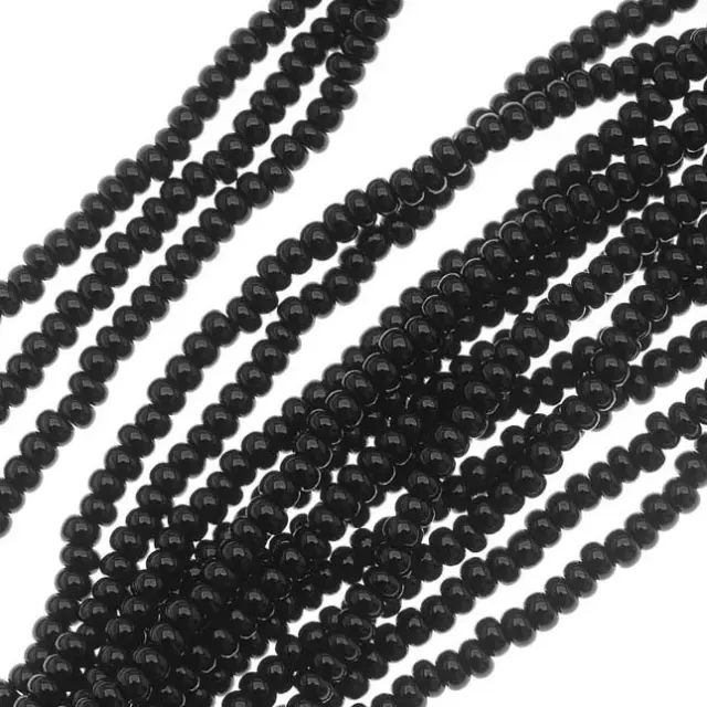 Χάντρα Seed Beads Τσεχίας 8/0 - Jet - 6 Κορδόνια x 50cm