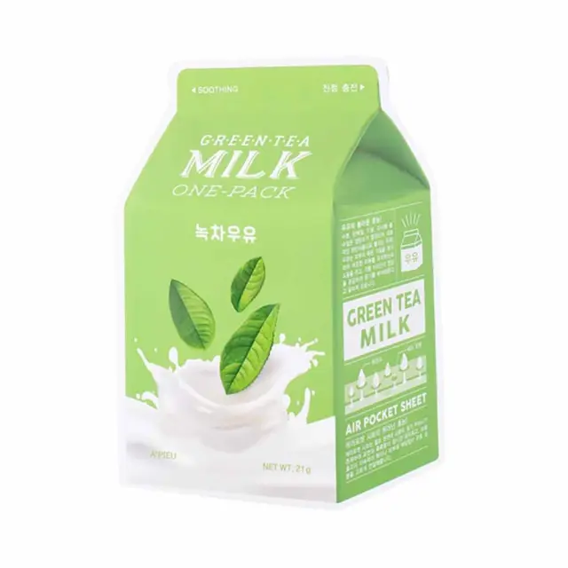 A'pieu Green Tea Milk One-Pack Πράσινο Τσάι Υφασμάτινη Μάσκα Προσώπου, 1τμχ