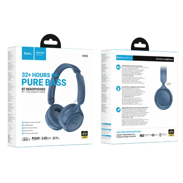 Wireless Ακουστικά Stereo Hoco W66 Wave v5.4 300mAh 32hr Χρήσης με Μικρόφωνο Μπλε 2