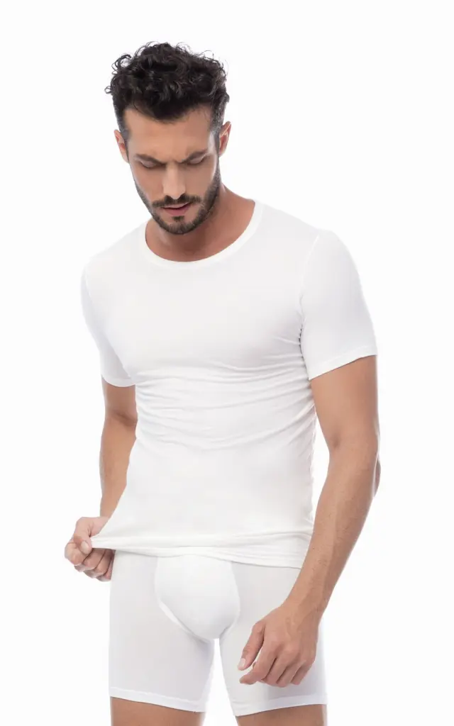 Mengear Basic Ανδρική Βαμβακερή Φανέλα με Ανοιχτή Λαιμόκοψη Minerva - Λευκό