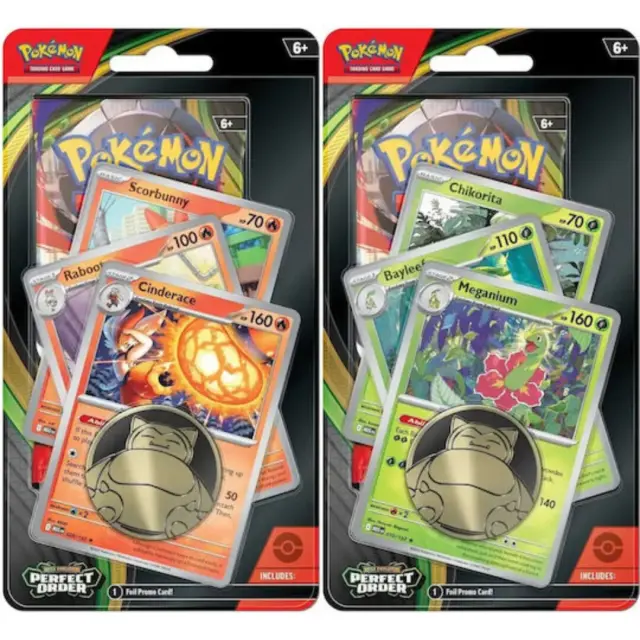 Pokemon Trading Card TCG Mega Evolution 3 Perfect Order Premium Checklane Blister Meganium POK103748 – Booster Pack με Promo + Coin (Τυχαια Επιλογη)