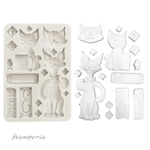 Καλούπι σιλικόνης A5, 15×21cm, Stamperia, Furry Friends, Cats