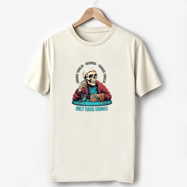 T-shirt Noshame® Signature Off-white με Τύπωμα Only hard drinks - 122366 - XXL 2