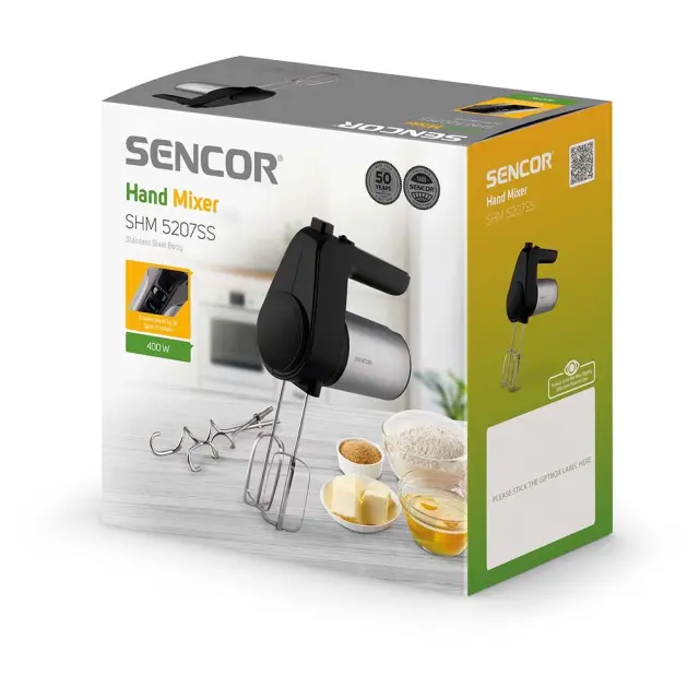Μίξερ Χειρός 6 Ταχυτήτων Turbo 400W Sencor SHM 5207 Ασημί 2