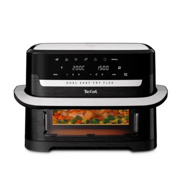 Tefal EY922 Easy Fry Air Fryer με Διπλό Αποσπώμενο Κάδο 9lt Μαύρο