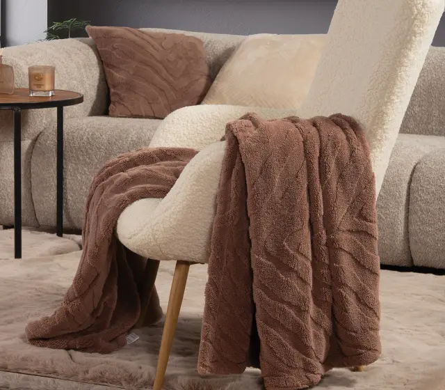 Nef-Nef Homeware Κουβέρτα Καναπέ Sherpa Berien 130x180 Brown