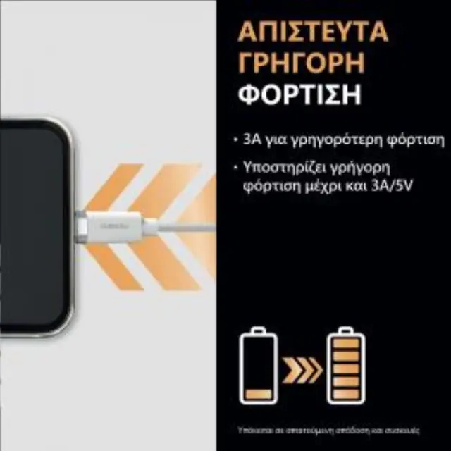 Καλώδιο Σύνδεσης USB 2.0 Duracell Braided Kevlar USB A σε MFI Lightning 12W 1m Λευκό N57529 3