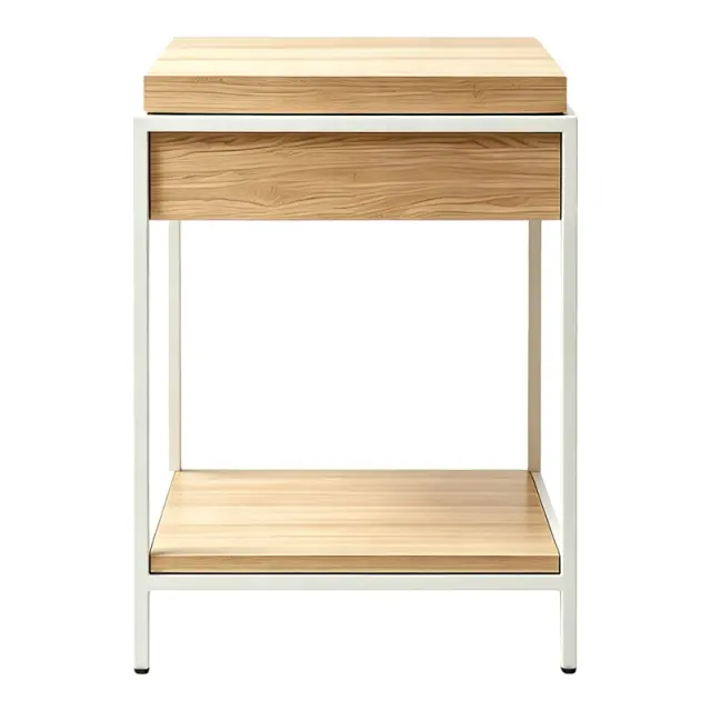 Κονσόλα Odar pakoworld με αποθηκευτικό χώρο sonoma MDF με λευκό μέταλλο 63x63x80εκ 2