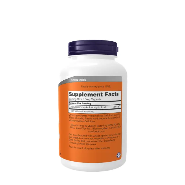 Now Foods GABA 750mg 200 Veg Capsules 2