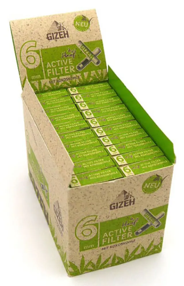 Φίλτρο Gizeh Extra Slim 10 Ενεργού Ανθρακα από Κέλυφος Καρύδας 6mm - Hemp 2