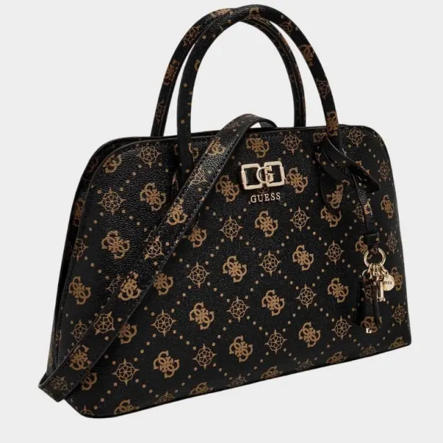Guess - Γυναικεία Τσάντα Ώμου Emelie Logo HWGP9928060-ESL Μαύρο/Καφέ 2