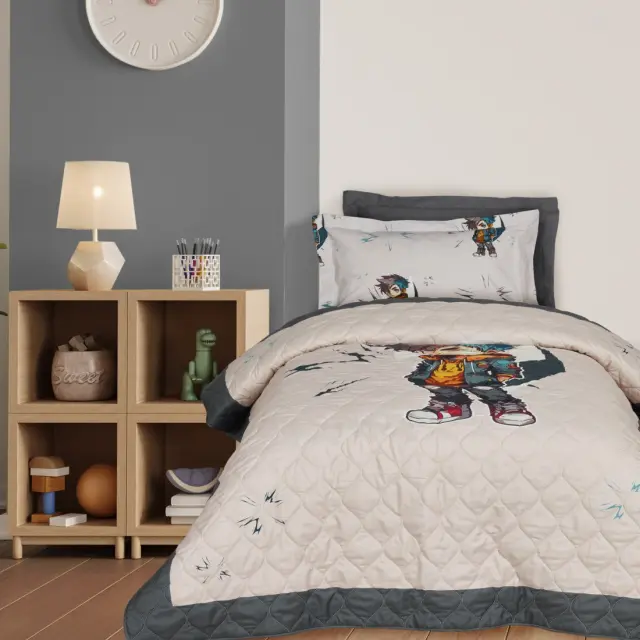 Κουβερλί 160x220 Μονό Das Home 4939 Beige-Grey 100% Microfiber