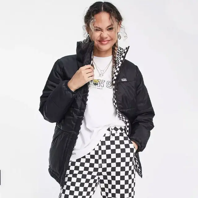 Μπουφάν Puffer Διπλής Όψης Vans VN0A7ROB-BLK Μαύρο - M