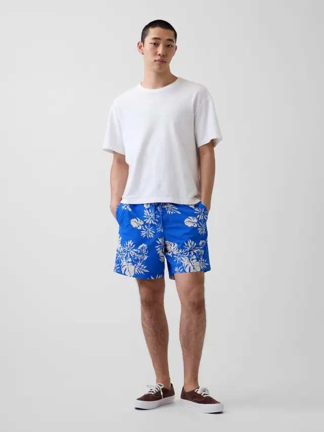 Ανδρικό Μαγιό Χαλαρής Γραμμής 6" Blue floral