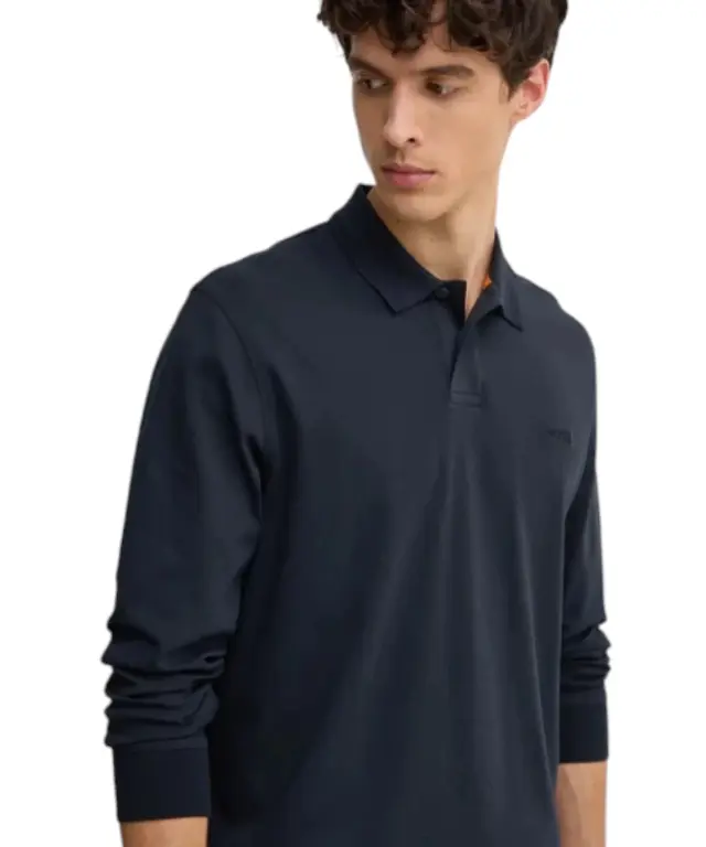 Hugo Boss - Ανδρική Μακρυμάνικη Μπλούζα Polo Pe_Interlock_Long 50527525-404 Σκούρο Μπλε 3