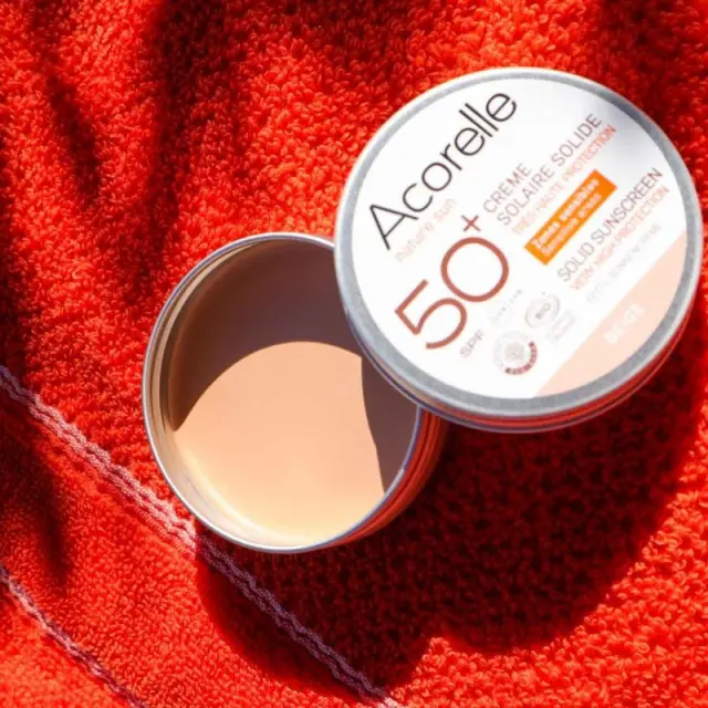 Acorelle Certified Organic Beige Solid Sunscreen - Βιολογικό Αντηλιακό Balm SPF 50+ με Χρώμα, 20g 3