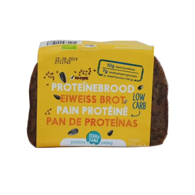 Βιολογικό Ψωμί Πρωτεΐνης Low Carb - Terrasana - 250g 8713576001983