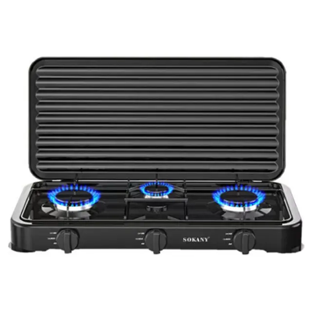 Sokany SK-6003 Επιτραπέζια Εστία Υγραερίου Διπλή Μαύρη