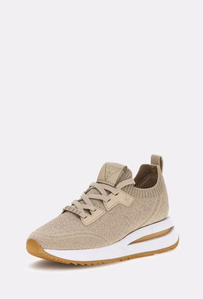 Guess Sneakers Πλεκτό Running Esti Μπεζ Χρυσό Χρυσό