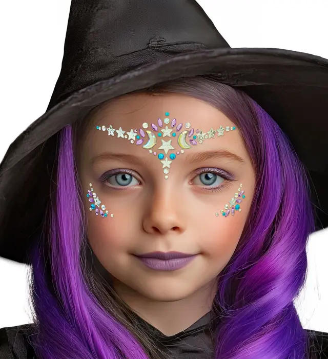 Αυτοκόλλητα Προσώπου με Κρυσταλλάκια Witch Παιδικό (Widmann) (W-15571) 2