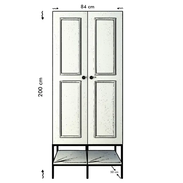 Διφυλλη Ντουλαπα Λευκο/Μαυρο/Χρυσο RANAS 2