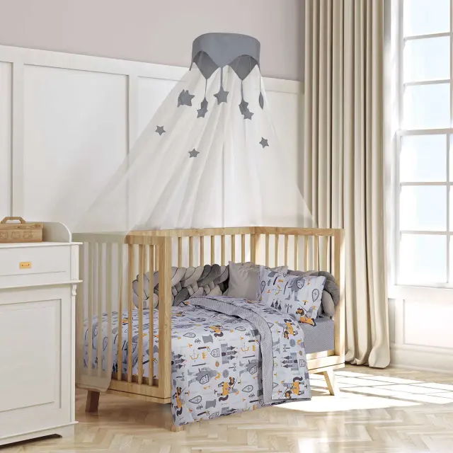 Σετ Σεντόνια 130x170 Κούνιας Greenwich Polo Club Essential 8861 Cream-Grey 100% βαμβακερόΧωρίς Λάστιχο 3