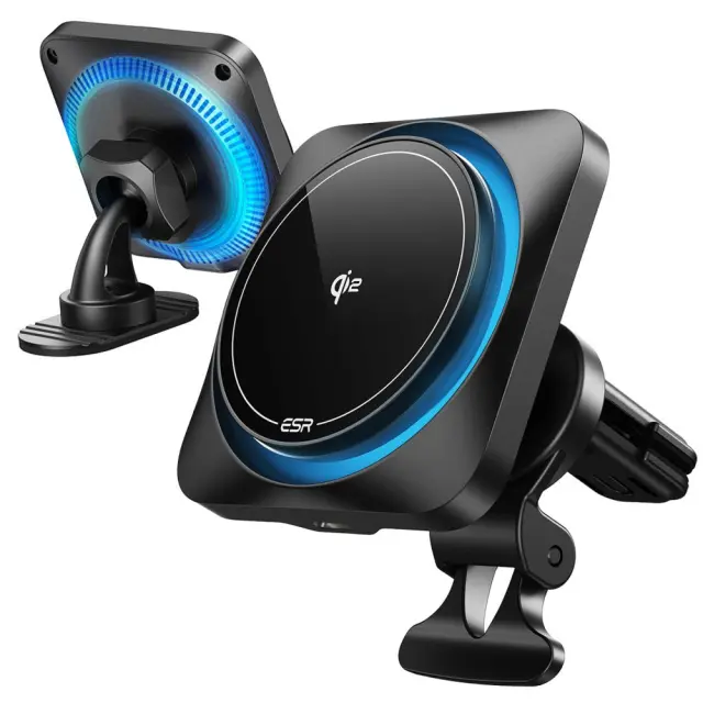 Esr Halolock Cryoboost Magnetic Magsafe Dashboard & Vent Car Mount Wireless Charger Qi2 15w Frosted Onyx