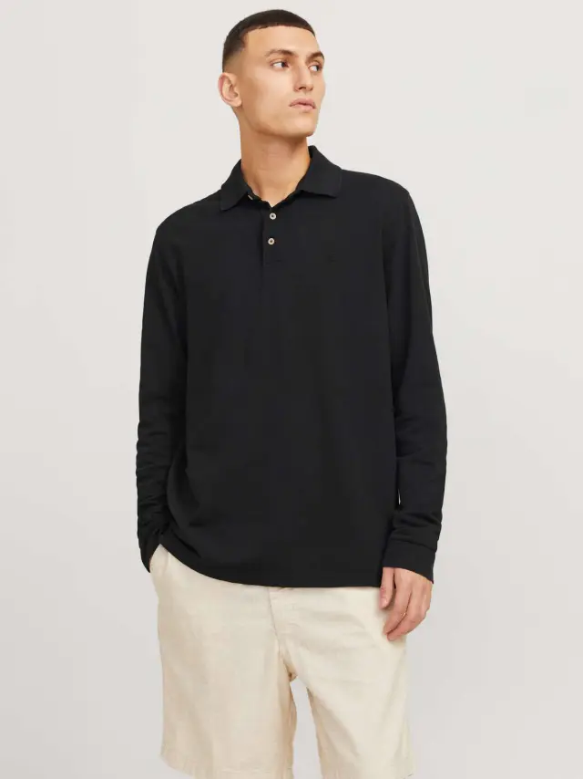 JPRBLUWILLIAM WASH LS POLO Black - S 2