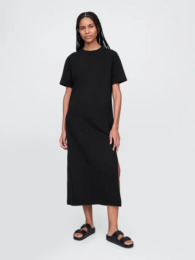 Μαύρο Maxi Φόρεμα από Οργανικό Βαμβάκι True black - XS