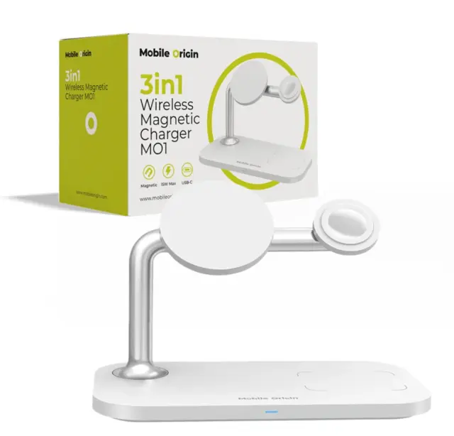 Mobile Origin 3 in 1 Wireless charger, white