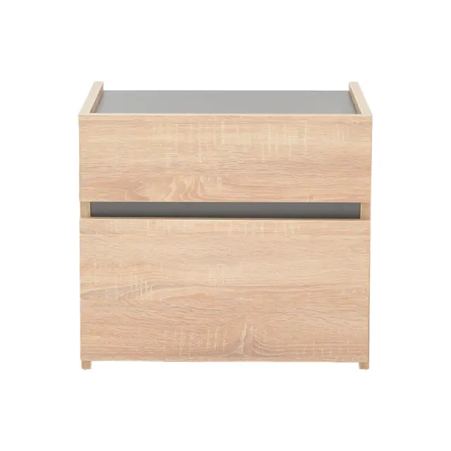 Κομοδίνο Comcie pakoworld σε φυσικό με γκρι απόχρωση 50x42x45.5εκ 2