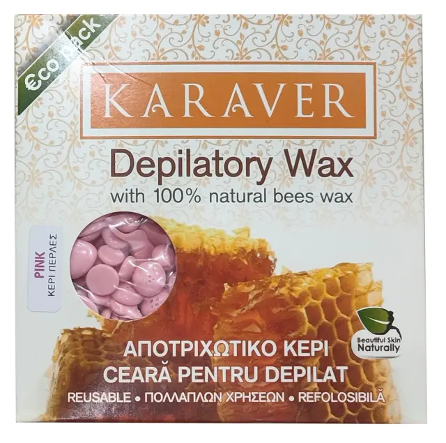 Karaver Καυτό Αποτριχωτικό Κερί 250gr Μαργαριτάρια | Απόχρωση Ροζ